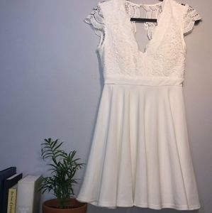 white lace open back dress | WINDSOR